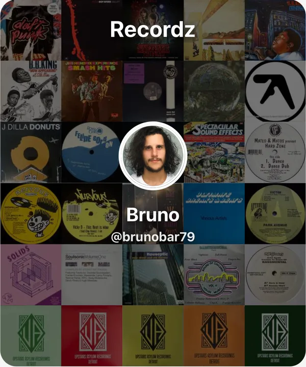 Recordz shareable collection card showing a user's vinyl profile